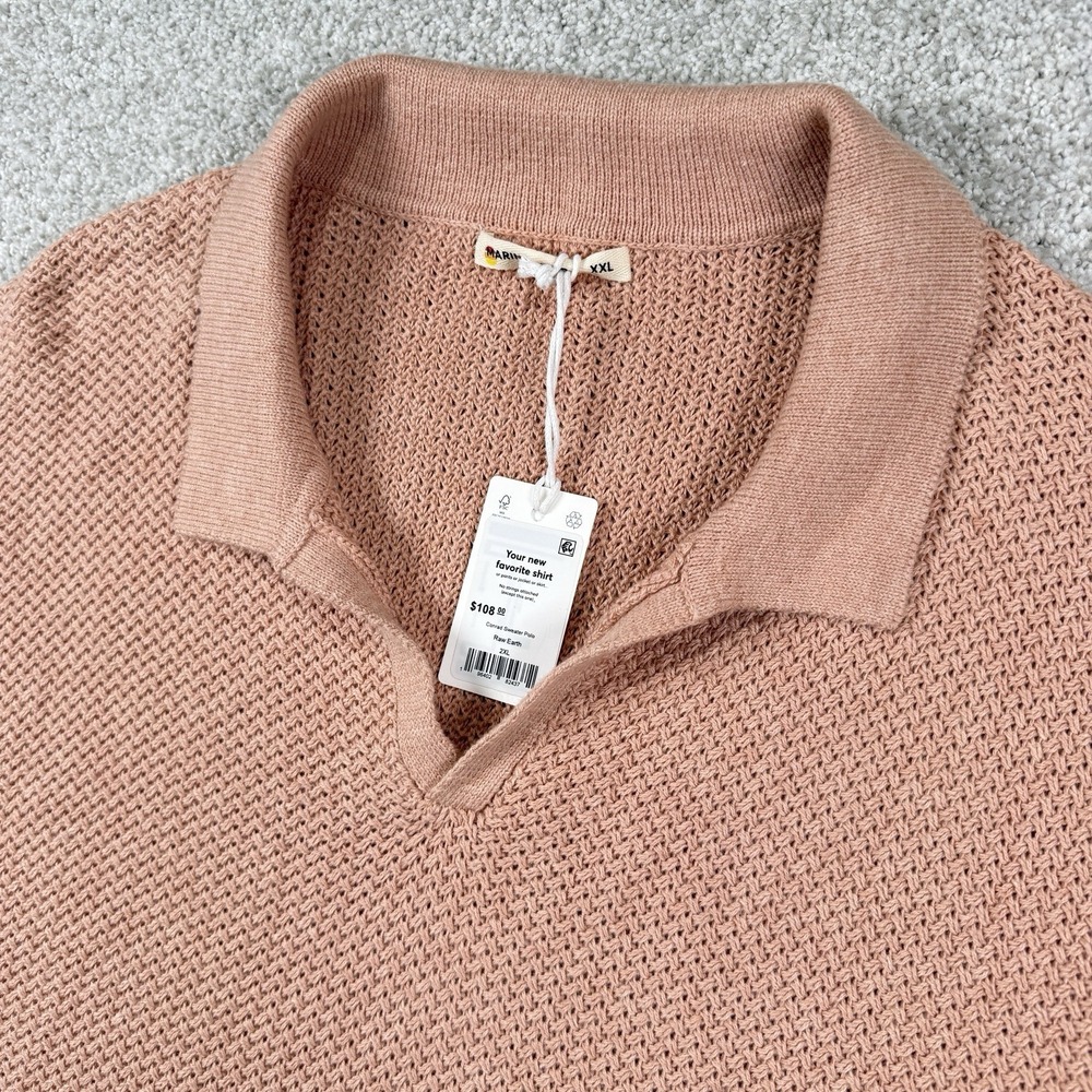NEW Marine Layer Men's Conrad Sweater Polo - Pink Size 2XL‎